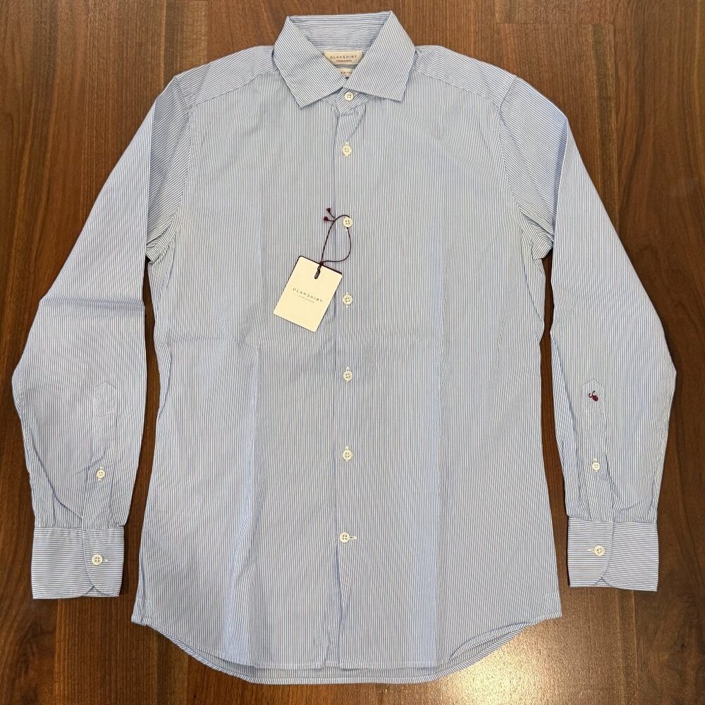 Slowear Glanshirt Cotton Polplin - Striped Blue / White - Size 38 / 15 - BNWT